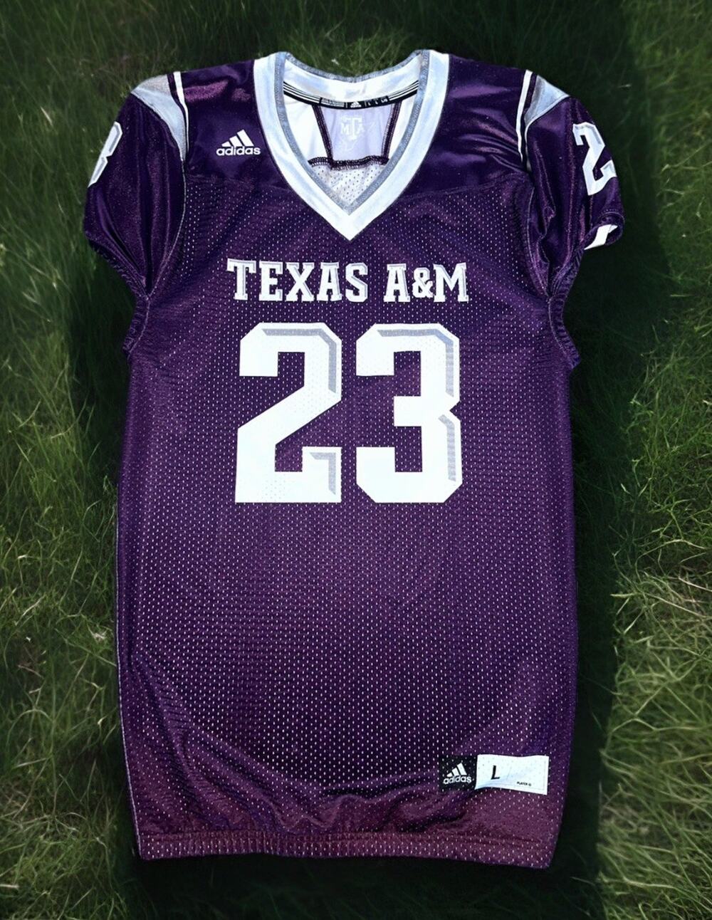 🔥 Texas A&M Aggies Football Adidas Jersey #23 Van Damme MENS Size Large